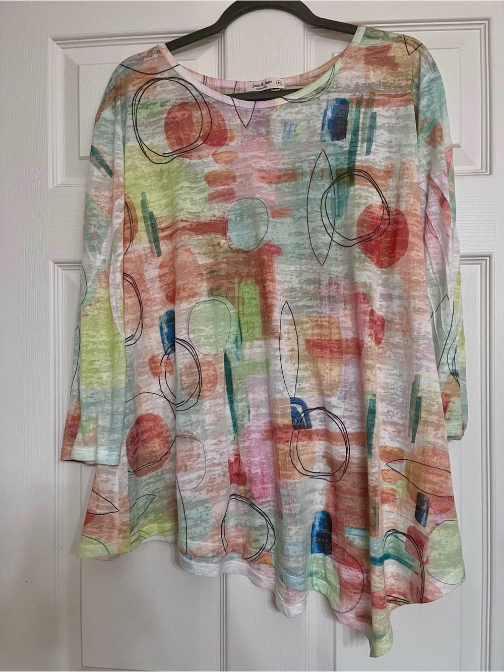 Abstract Multi-Color Scoop Neck Tunic Top
